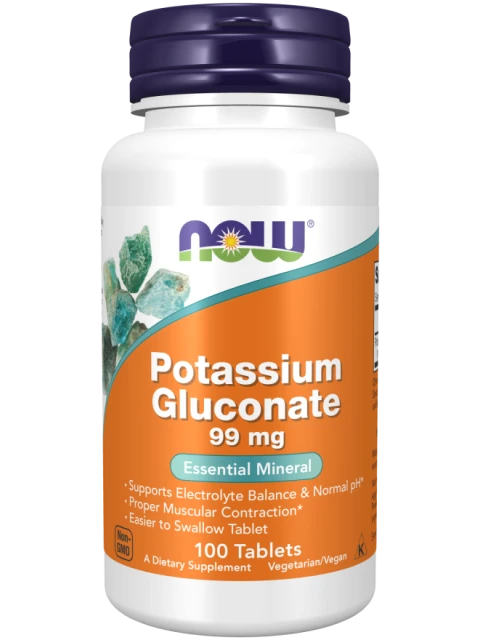 NOW Potassium Gluconate (Glukonát draselný), 99 mg, 100 tablet